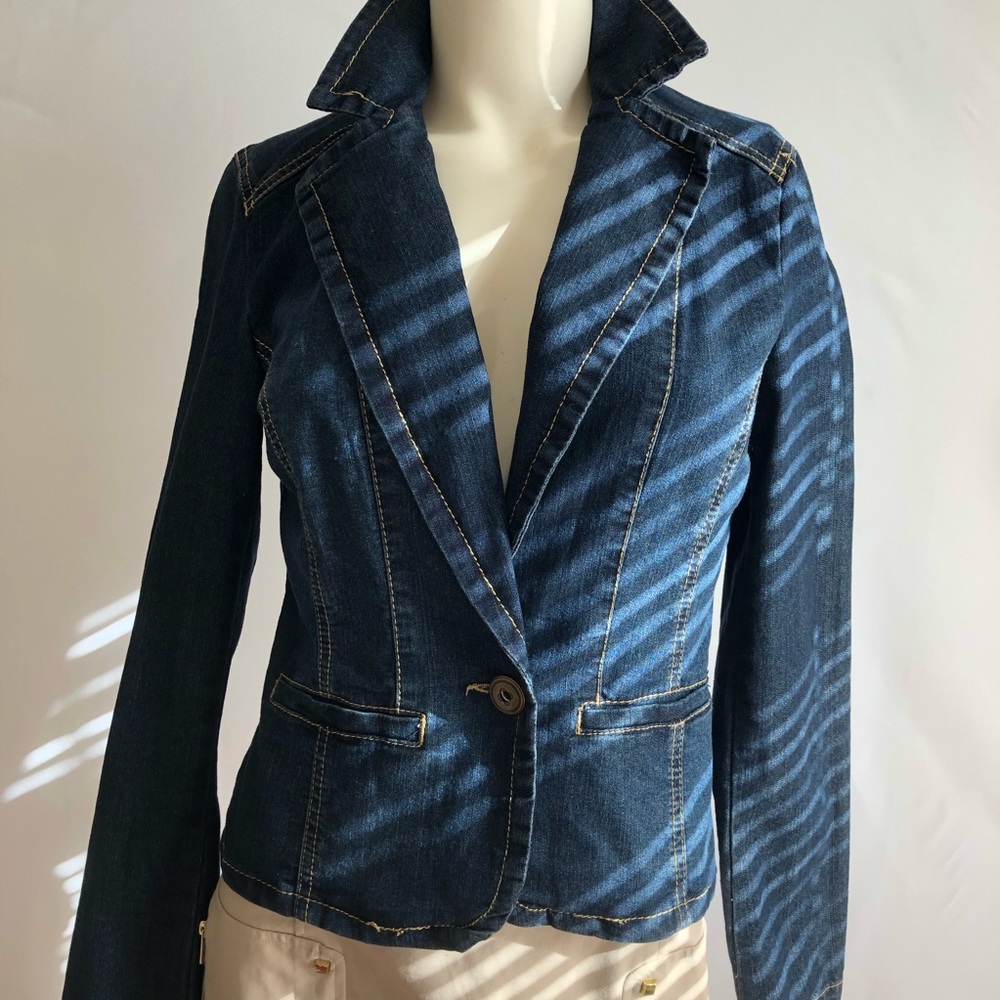 Baccini Denim Blazer/Jacket Size-XS